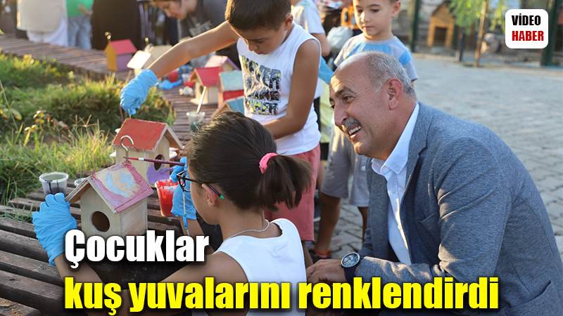 Çocuklar kuş yuvalarını renklendirdi